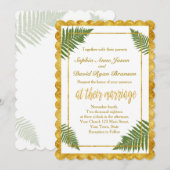 Chic Fern verlaat gouden folie bruiloft uitnodigin Kaart (Voorkant / Achterkant)
