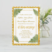 Chic Fern verlaat gouden folie bruiloft uitnodigin Kaart (Staand voorkant)