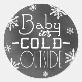 Chic Festive Chalkboard Baby is buiten koud Ronde Sticker