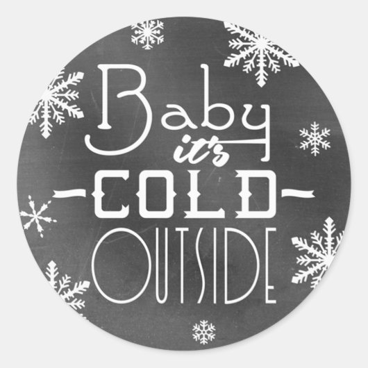 Chic Festive Chalkboard Baby is buiten koud Ronde Sticker (Voorkant)