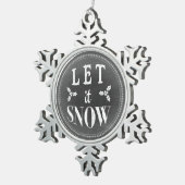 Chic Festive Chalkboard laat het sneeuwen Tin Sneeuwvlok Ornament (Rechts)
