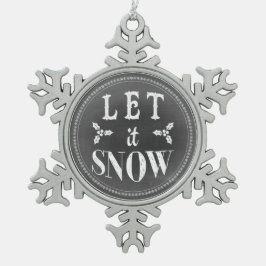 Chic Festive Chalkboard laat het sneeuwen Tin Sneeuwvlok Ornament