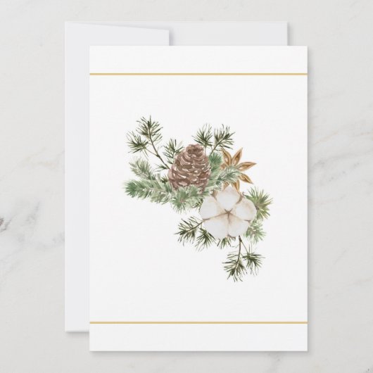 Chic Festive Cotton Pine-kerstfeest Kaart (Achterkant)