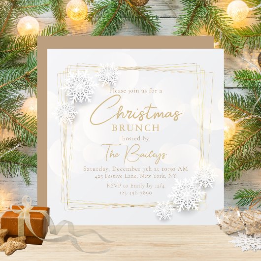 Chic Festive Holiday Snowflakes kerst Brunch Kaart