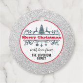 Chic & Festive Red Merry-kerstzilver Glitter Bedankjes Labels (Achterkant)