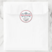 Chic & Festive Rode Prettig Kerstfeest Zilver Glit Ronde Sticker (Tas)
