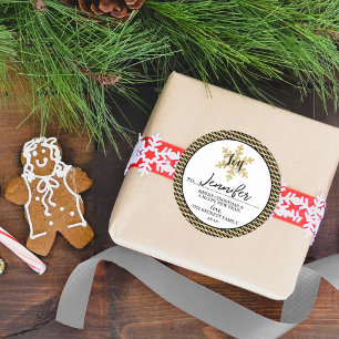 Chic Festive Snowflake Custom Gift Label Stickers