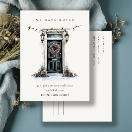 Chic Festive Winter Front Door We have Moved  Briefkaart