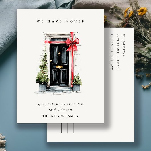Chic Festive Winter Front Door We have Moved  Briefkaart