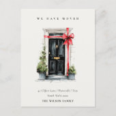 Chic Festive Winter Front Door We have Moved  Briefkaart (Voorkant)