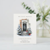 Chic Festive Winter Front Door We have Moved  Briefkaart (Staand voorkant)