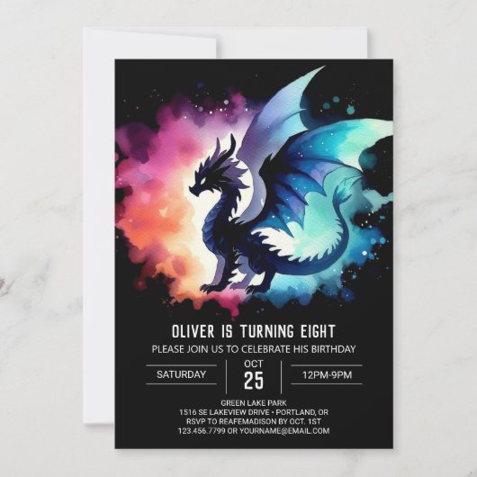 Chic Fiery Dragon Verjaardag Custom Kaart (Voorkant)