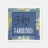 Chic Fifty en geweldig! 50ste verjaardag Blauw Servet (Voorkant)
