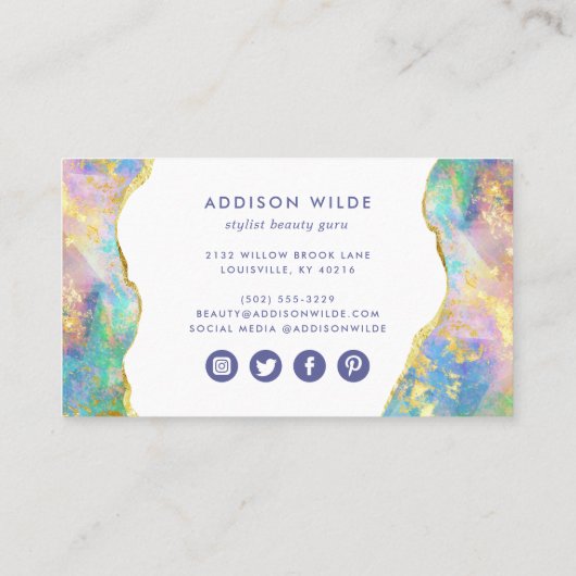 Chic Fire Opal Rainbow Business Appointment Card Afsprakenkaartje (Achterkant)