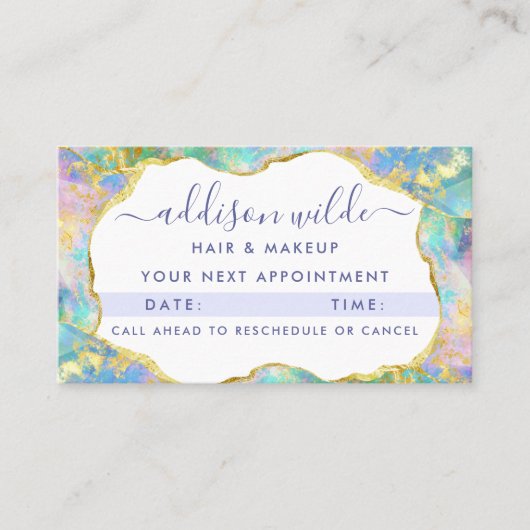 Chic Fire Opal Rainbow Business Appointment Card Afsprakenkaartje (Voorkant)