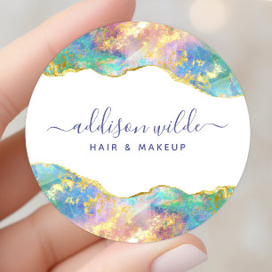 Chic Fire Opal Regenboog Edelsteen Zakelijk Ronde Sticker