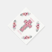 Chic First Heilige Commune Cross Girl Pink Flower Servet (Hoek)