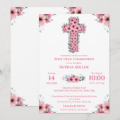 Chic First Heilige Communist Girl Pink Flower Cros Kaart (Voorkant / Achterkant)