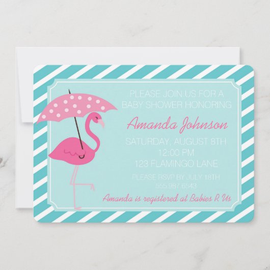 Chic Flamingo Baby shower Uitnodiging (Voorkant)