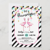 Chic Flamingo Stripe en Confetti Verjaardag Kaart (Voorkant)