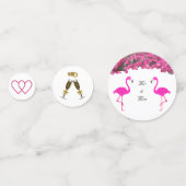Chic flamingos, harten en tropische bloemen bruilo confetti (Achterkanten)