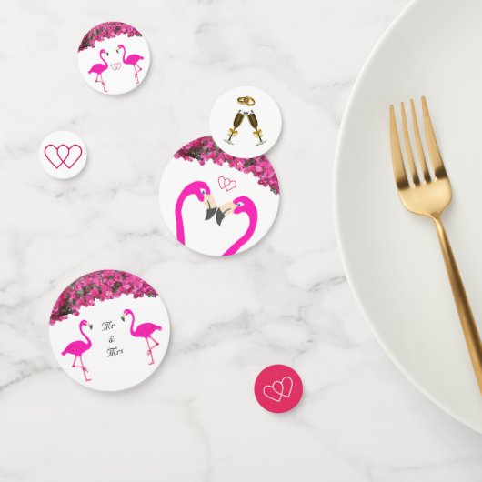 Chic flamingos, harten en tropische bloemen bruilo confetti (Groep)