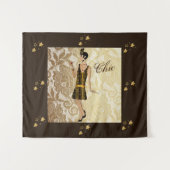 Chic Flapper Lady Gold Floral Lace en Brown Wandkleed (Voorkant (horizontaal))