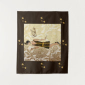 Chic Flapper Lady Gold Floral Lace en Brown Wandkleed (Voorkant)