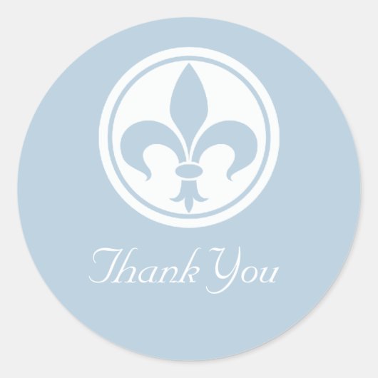 Chic Fleur De Lis Dank je Stickers, blauw Ronde Sticker (Voorkant)