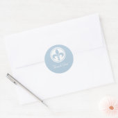 Chic Fleur De Lis Dank je Stickers, blauw Ronde Sticker (Envelop)