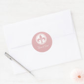 Chic Fleur De Lis Dank u Stickers, Roze Ronde Sticker (Envelop)