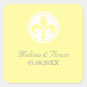 Chic Fleur De Lis-Stickers, geel Vierkante Sticker