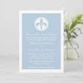 Chic Fleur De Lis Wedding Invite, blauw Kaart (Staand voorkant)