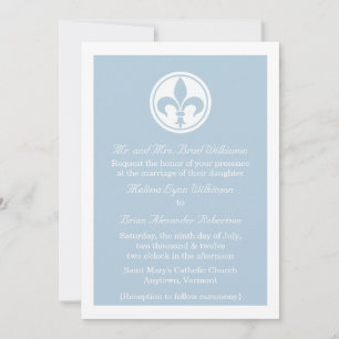Chic Fleur De Lis Wedding Invite, blauw Kaart