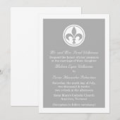 Chic Fleur De Lis Wedding Invite, grijs Kaart (Voorkant / Achterkant)