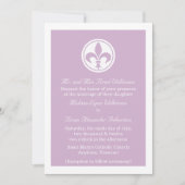 Chic Fleur De Lis Wedding Invite, Lila Kaart (Voorkant)