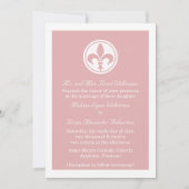 Chic Fleur De Lis Wedding Invite, Roze Kaart (Voorkant)