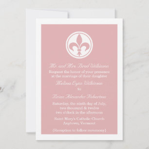 Chic Fleur De Lis Wedding Invite, Roze Kaart