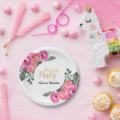 Chic Flora Dusty Pink Rose Gold Sweet 16 Party Papieren Bordje (Feest)