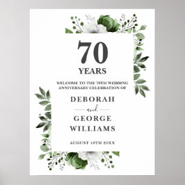 Chic Floral 70th Wedding Jubileum Welkomstbord Poster