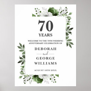 Chic Floral 70th Wedding Jubileum Welkomstbord Poster