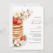 Chic Floral Aardbei Pannenkoek Baby shower Brunch Kaart (Voorkant)