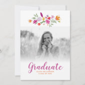  Chic Floral Afstuderen Foto Graduation Party Kaart (Voorkant)