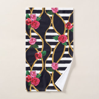 Chic Floral and Rope Pattern with Bold Stripes Bad Handdoek