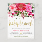 Chic Floral Baby Brunch Baby Girl Baby shower Uitnodiging Briefkaart (Voorkant)