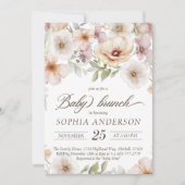 Chic Floral Baby in Bloom Waterverf Baby Brunch Kaart (Voorkant)