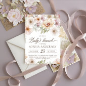 Chic Floral Baby in Bloom Waterverf Baby Brunch Kaart