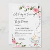 Chic Floral Baby is het Uitnodigen van het Baby sh Kaart (Voorkant)