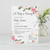 Chic Floral Baby is het Uitnodigen van het Baby sh Kaart (Staand voorkant)