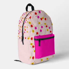 Chic floral backpack with bold pink accent bedrukte rugzak